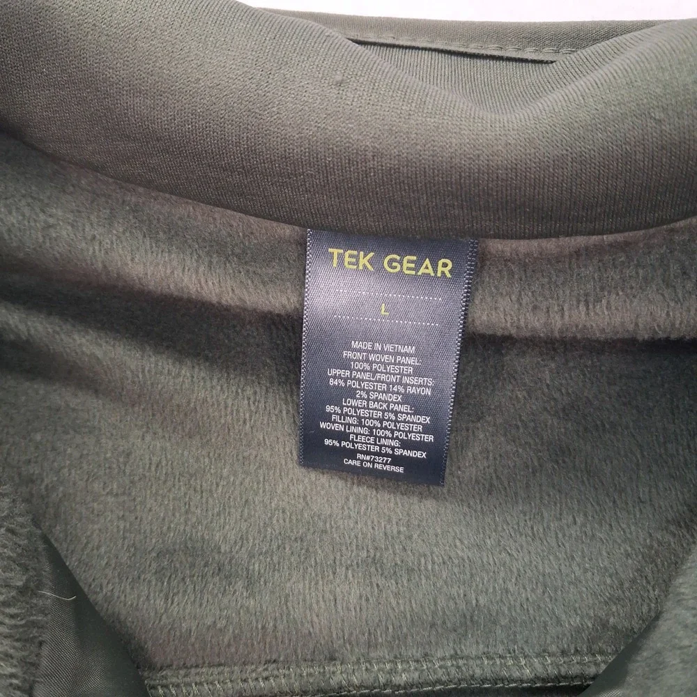 Tek Gear Vest Womens L Olive Green Quilted Ribbed Mixed Media EUC